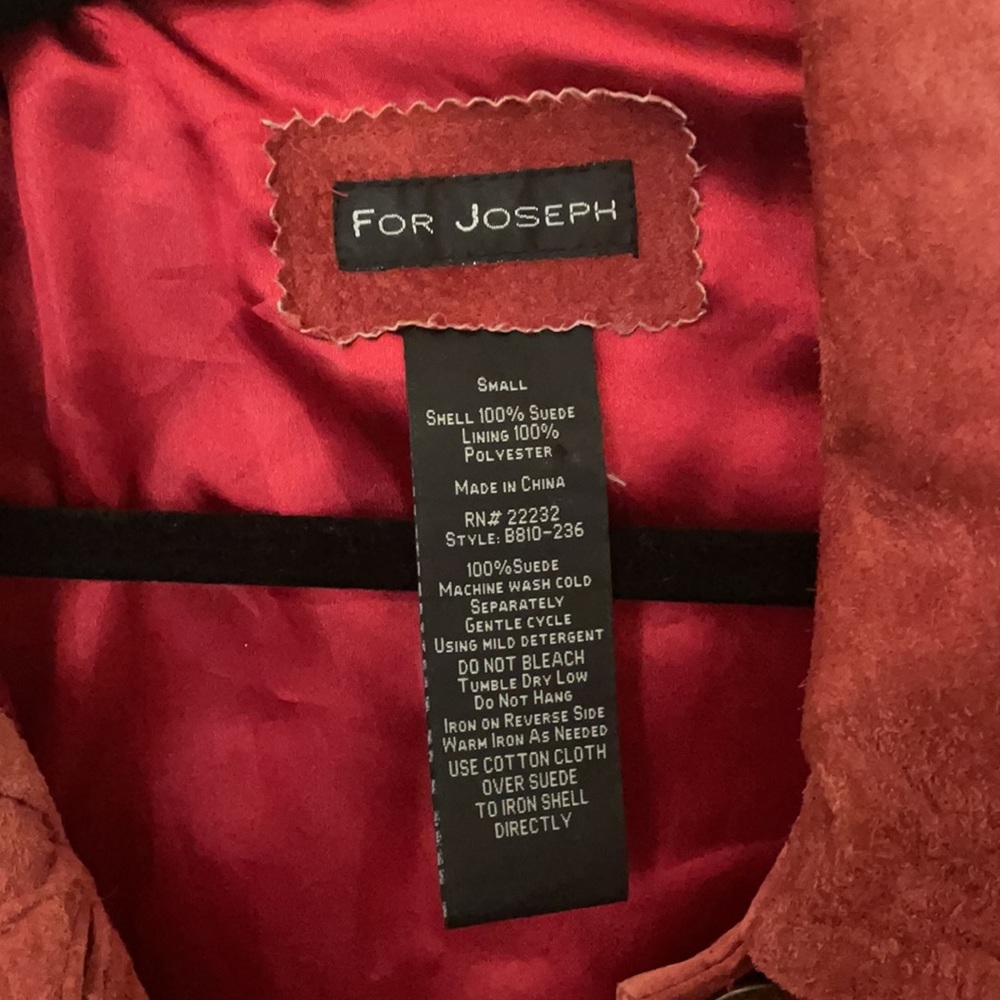 For Joseph Rust Red Suede Button Up Jacket - image 3